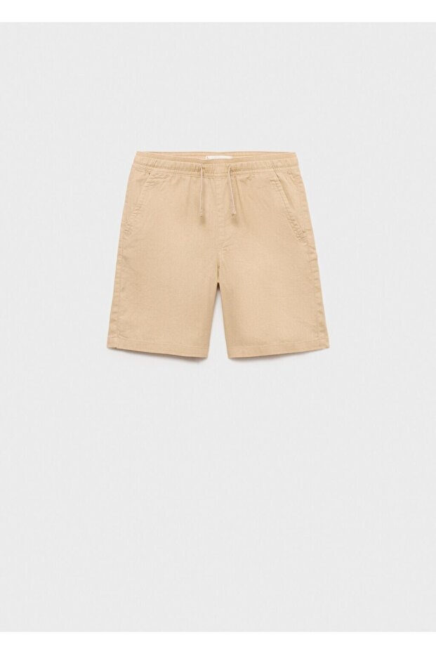 Beli elastik keten bermuda şort - 3