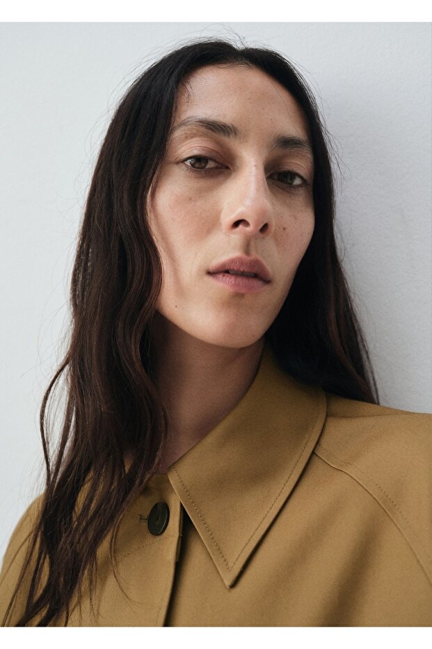 %100 pamuklu uzun trençkot - 6