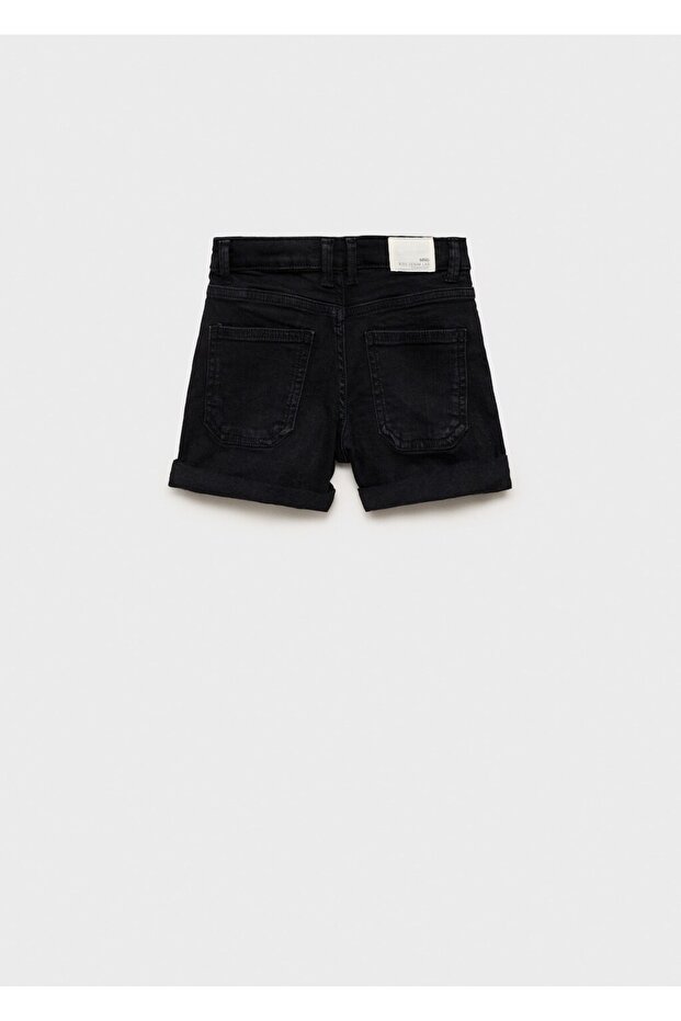 Düz kesim denim şort - 4