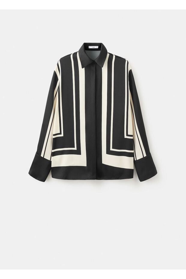 Desenli saten bluz - 3