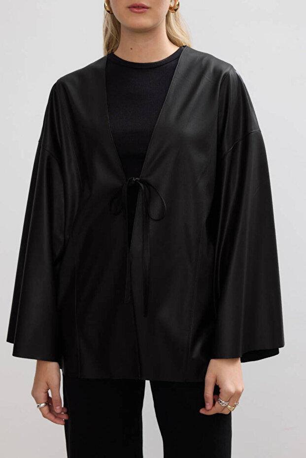 SİYAH DERİ KİMONO - 7