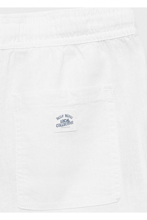 Beli elastik keten bermuda şort - 5