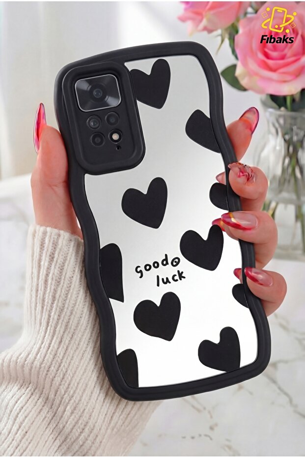 حافظة لهاتف Redmi Note 11 Pro/12 Pro 4G ناعمة بنمط قلب عاكس - 1