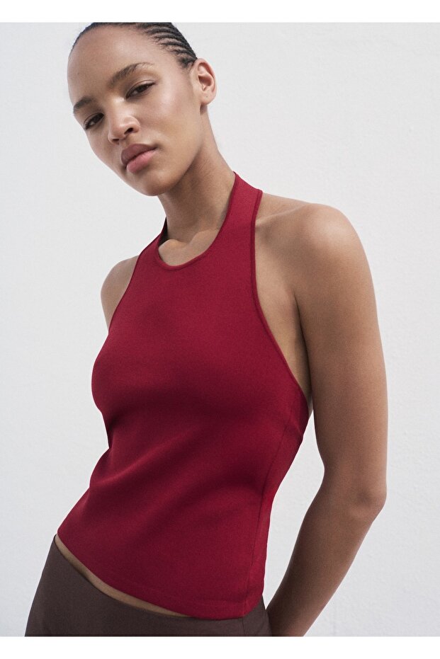 Halka detaylı dokuma bluz - 1