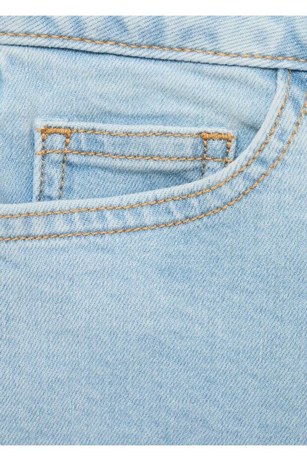 Paçaları dikişsiz denim şort - 5