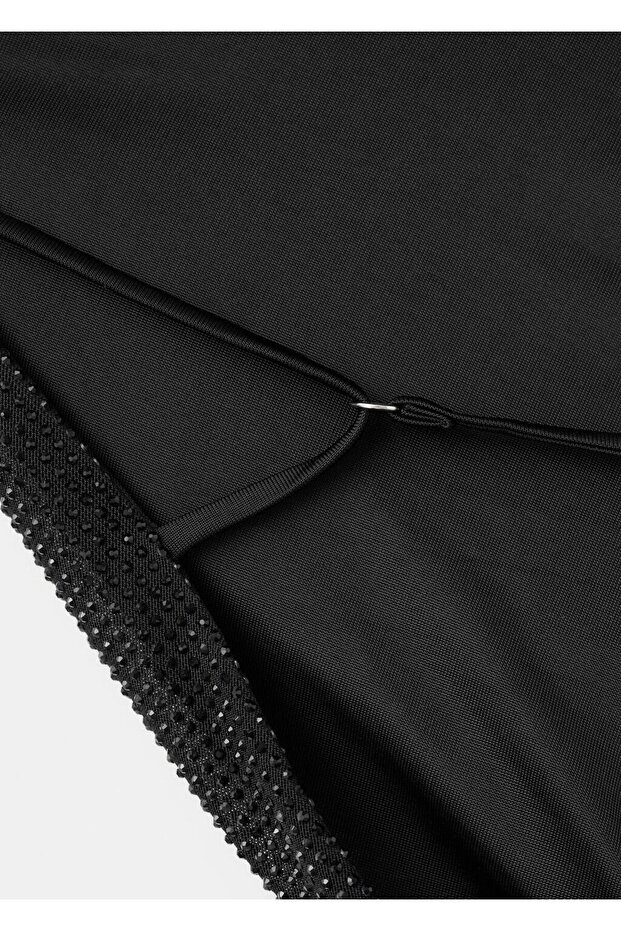 Kristal detaylı drape yaka bluz - 5