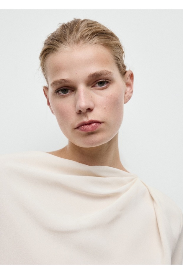 Drape kayık yaka bluz - 6