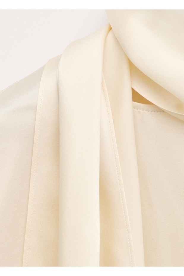 %100 ipek fular yaka bluz - 5