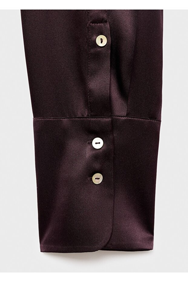 %100 saten ipek gömlek - 5