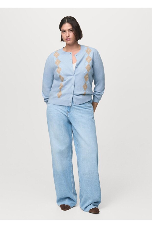 Baklava desenli triko hırka - 7