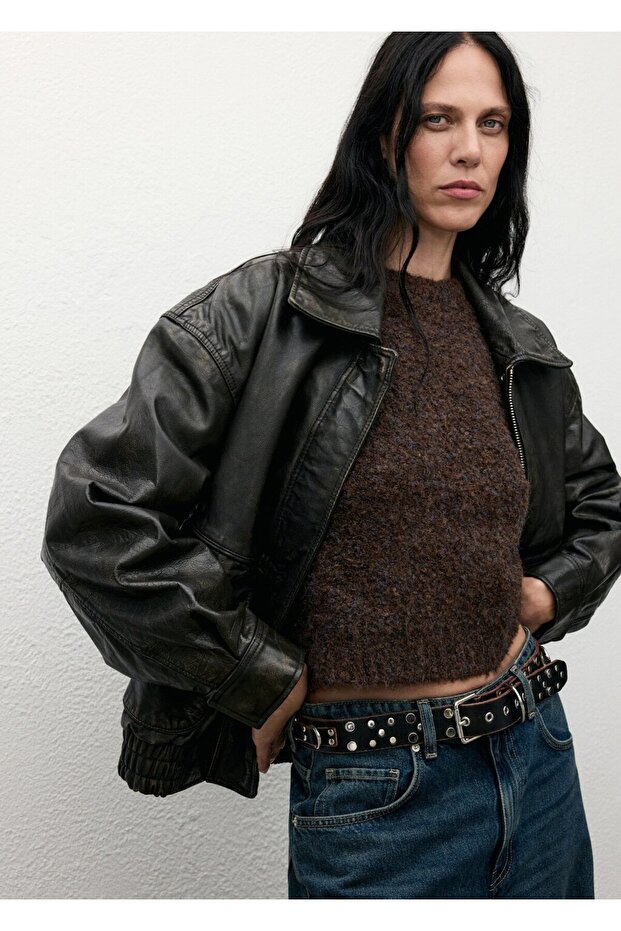 Kısa kollu buklet kazak - 6