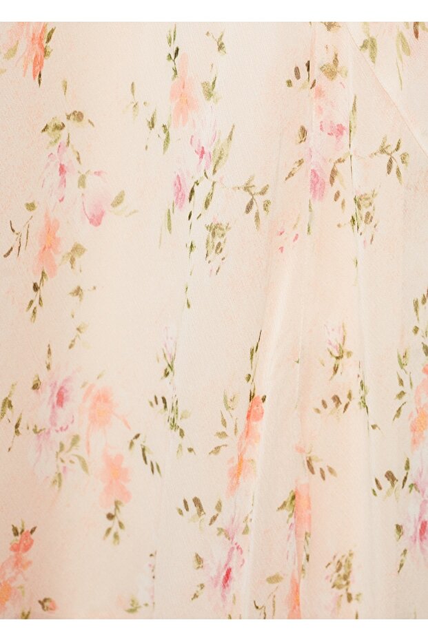 Çiçek desenli dökümlü elbise - 5
