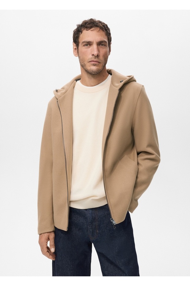 Kapüşonlu kumaş ceket - 1