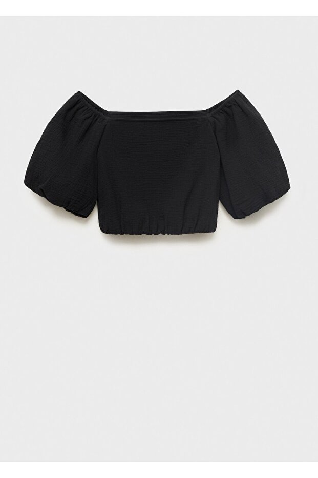 Kabarık kollu pamuklu bluz - 3