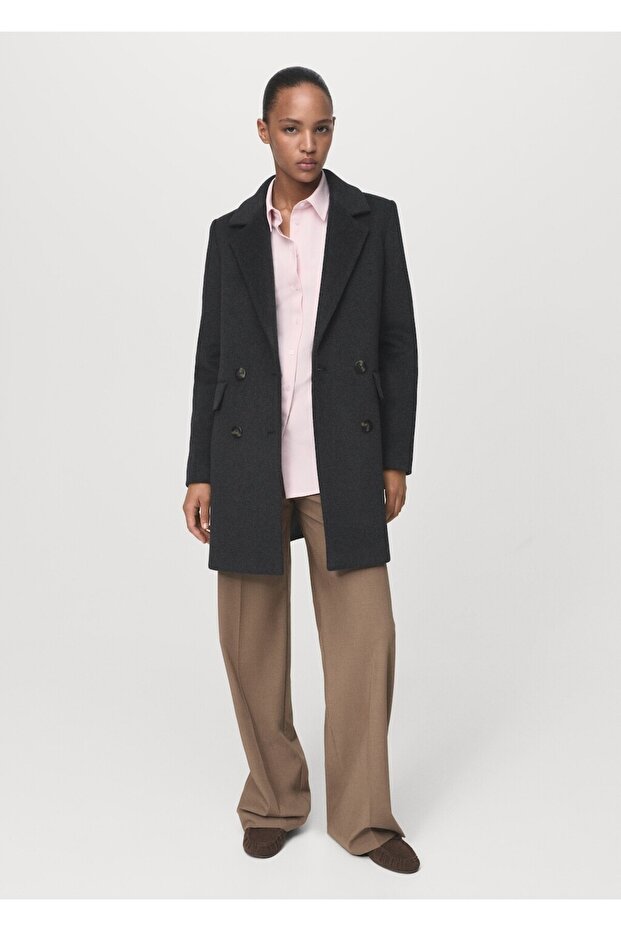 Kruvaze yün palto - 2