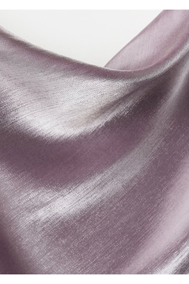 Dekolte yaka saten elbise - 7