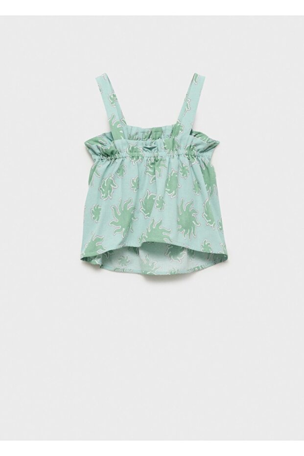 Patterned Blouse with Straps - 2