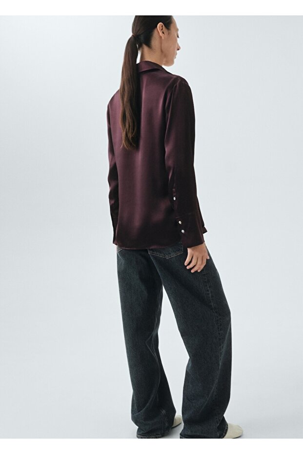 %100 saten ipek gömlek - 4