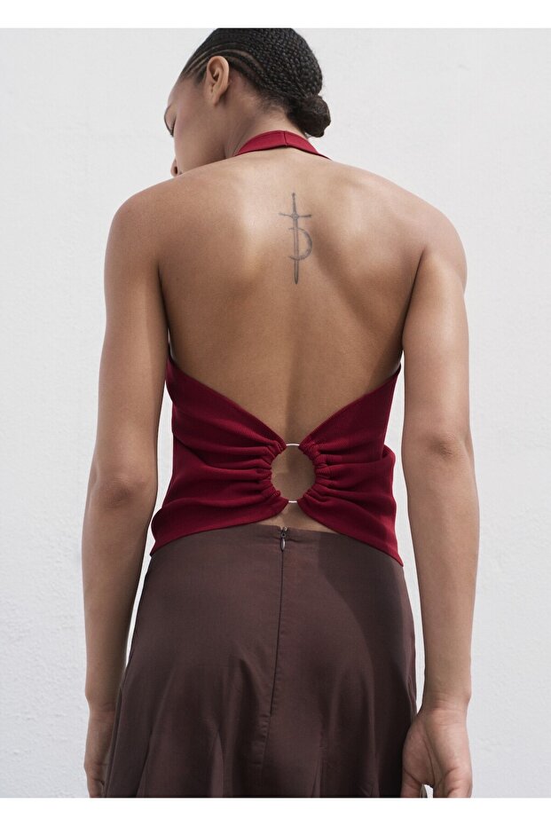 Halka detaylı dokuma bluz - 4