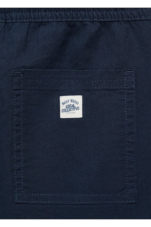 Beli elastik keten bermuda şort - 5