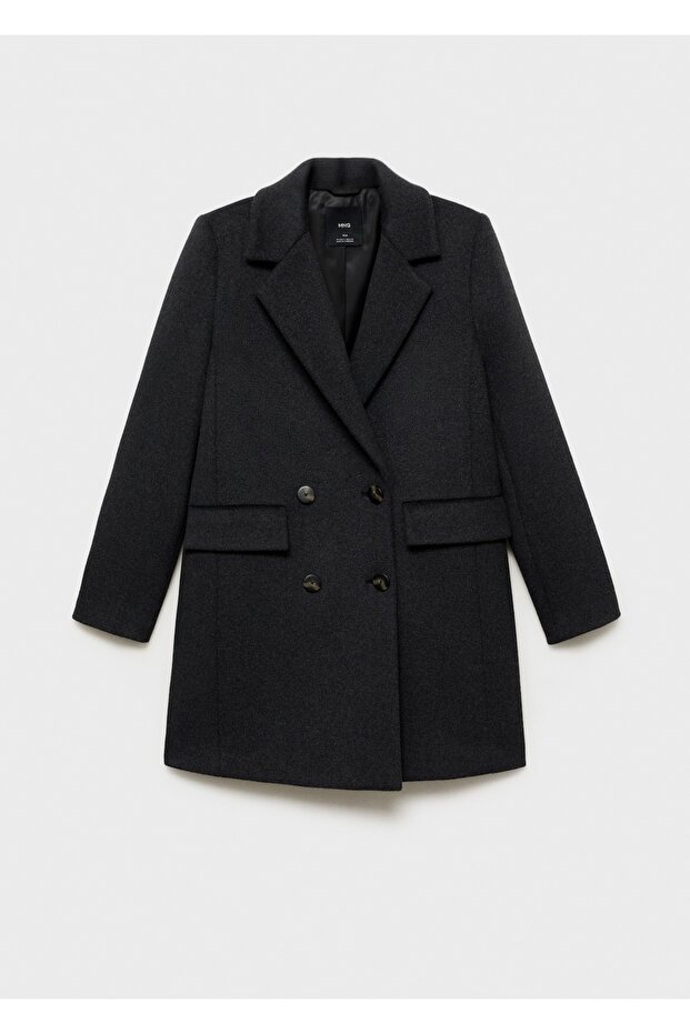 Kruvaze yün palto - 3