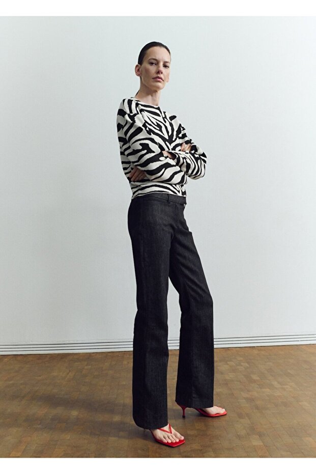 Zebra desenli triko kazak - 2