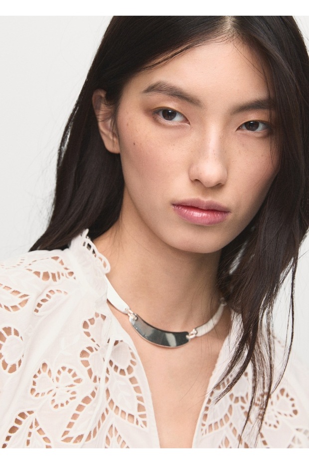 Bağ detaylı işlemeli bluz - 8