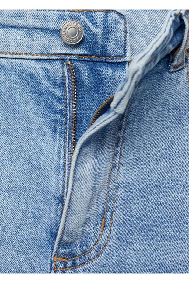 Slim fit kot bermuda şort - 5