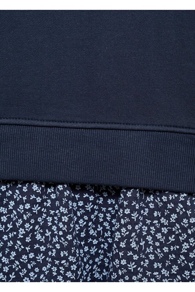 Çiçek desenli sweatshirt elbise - 5