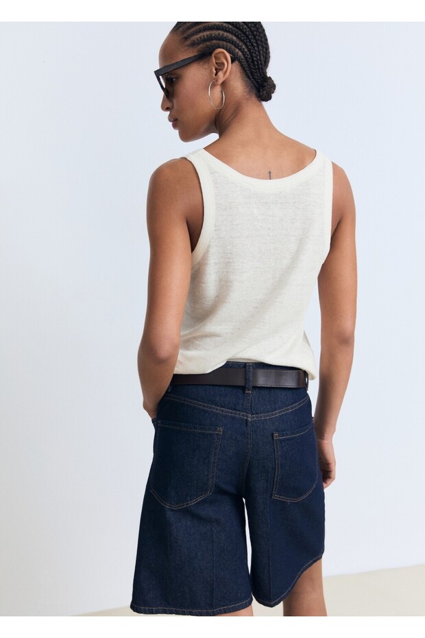 Kollu keten bluz - 4