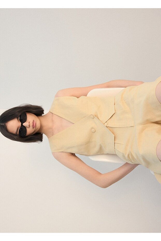 Bedene oturan kumaş bluz - 6