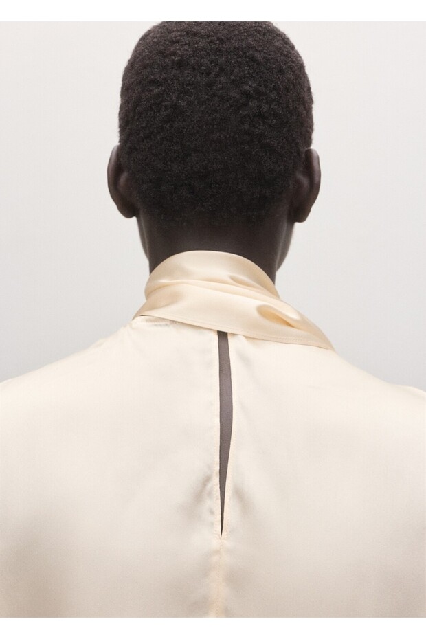 %100 ipek fular yaka bluz - 7