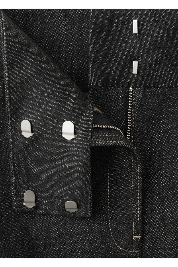 Midi denim etek - 5