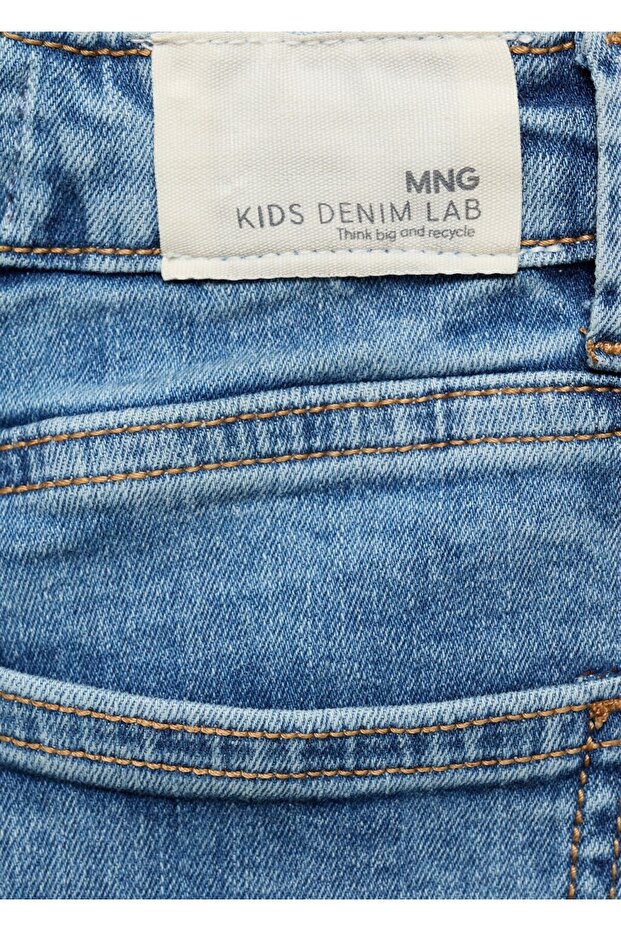 Düz kesim denim şort - 6