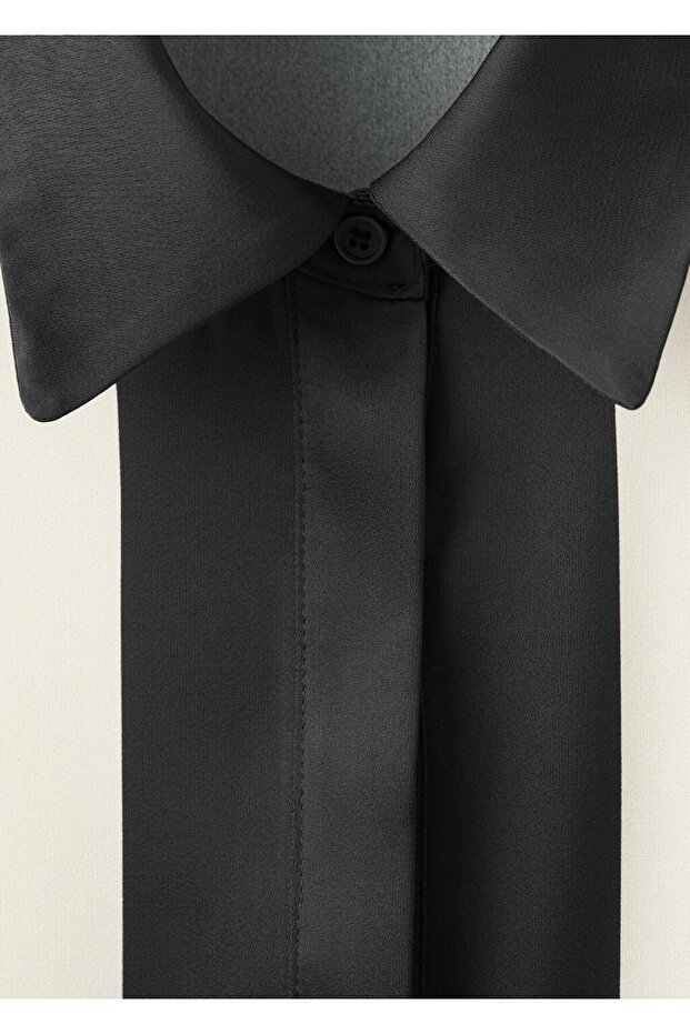 Desenli saten bluz - 5