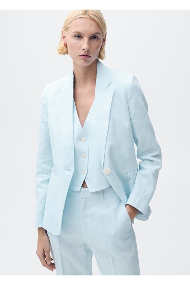 Keten blazer ceket - 1