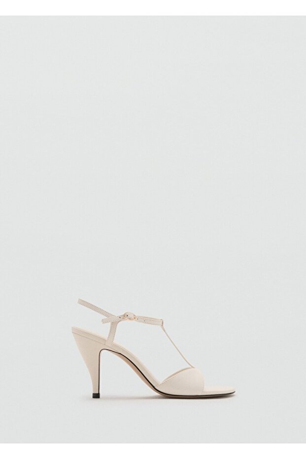 Bantlı topuklu deri sandalet - 3