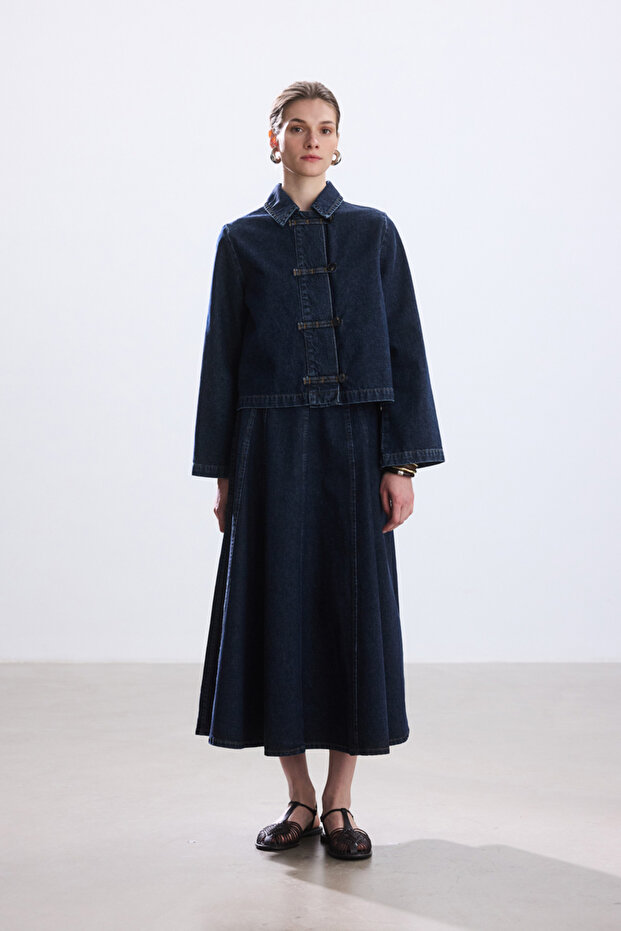 VOLANLI DENİM ETEK - 5