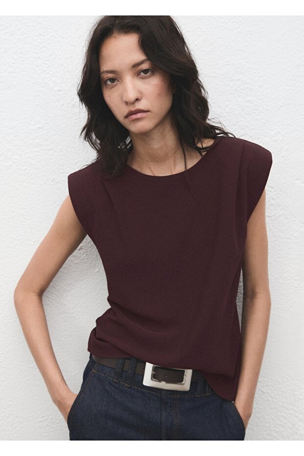 Büzgülü vatkalı bluz - 1