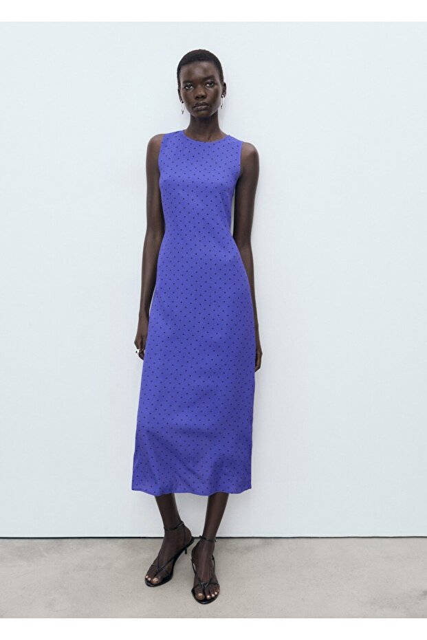 Puantiyeli midi boy elbise - 2