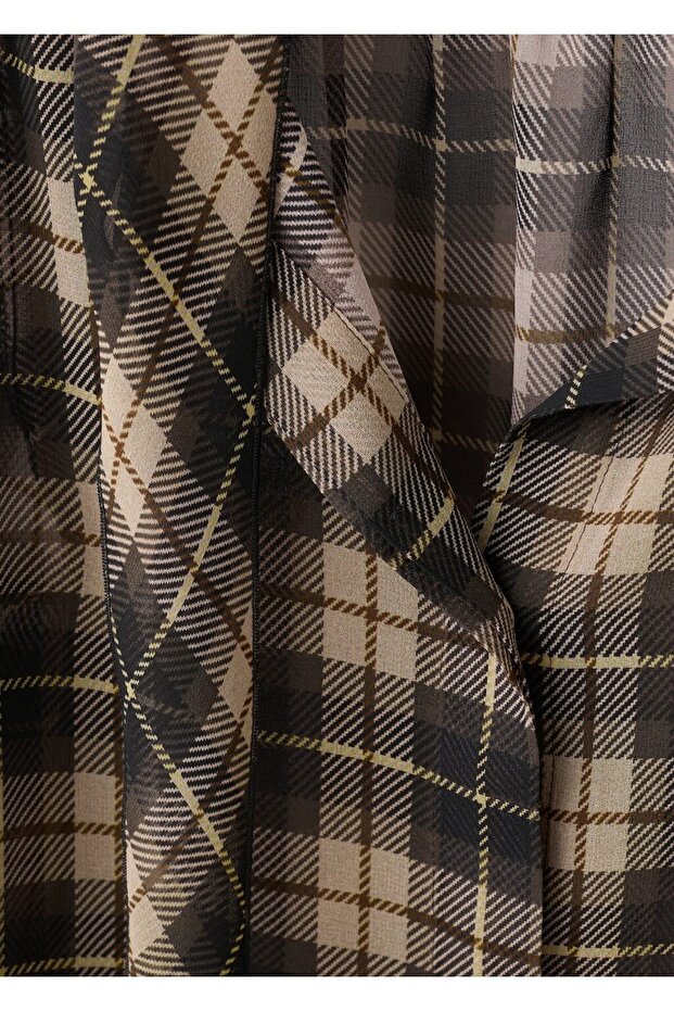 Volanlı kareli bluz - 8