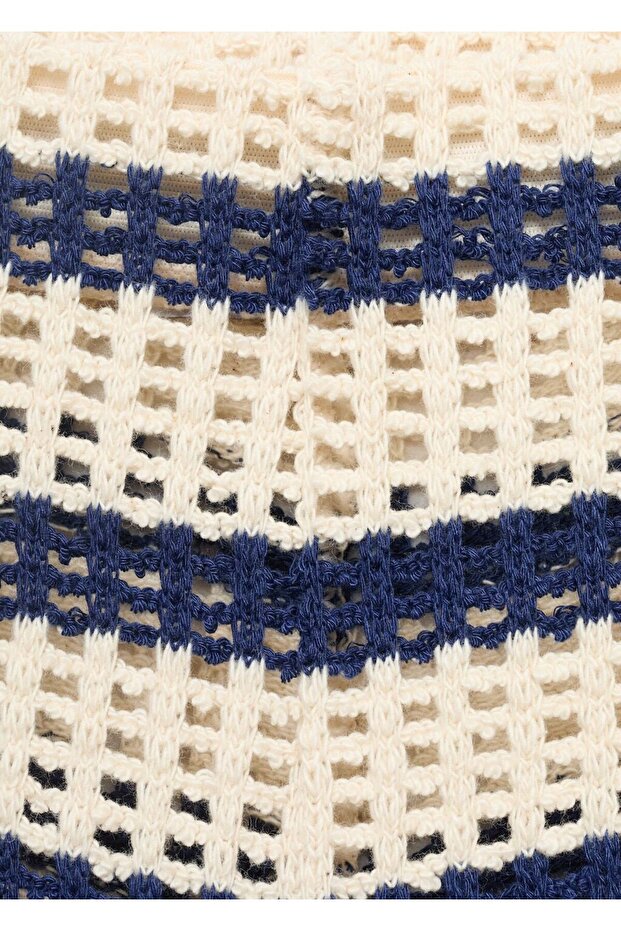 Çizgili kroşe şort - 8