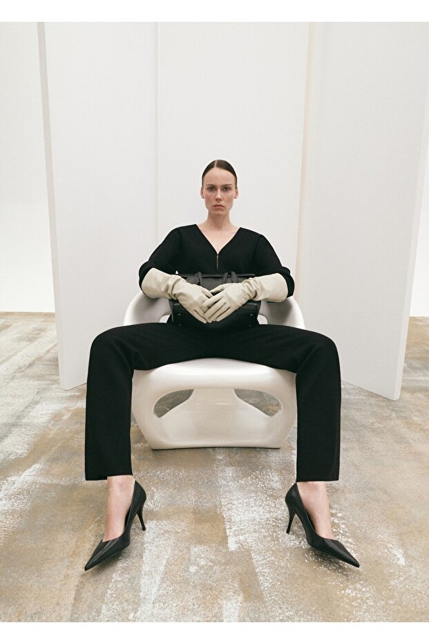 Yan yırtmaçlı triko pantolon - 6