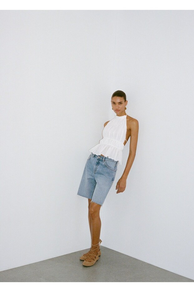 Dikişşsiz denim şort - 8