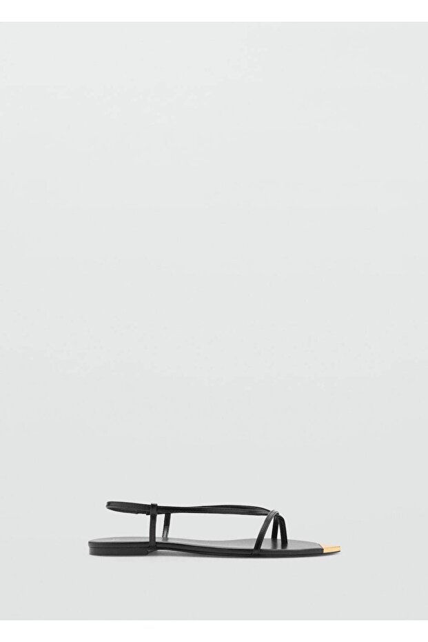 Kontrast uçlu bantlı deri sandalet - 3