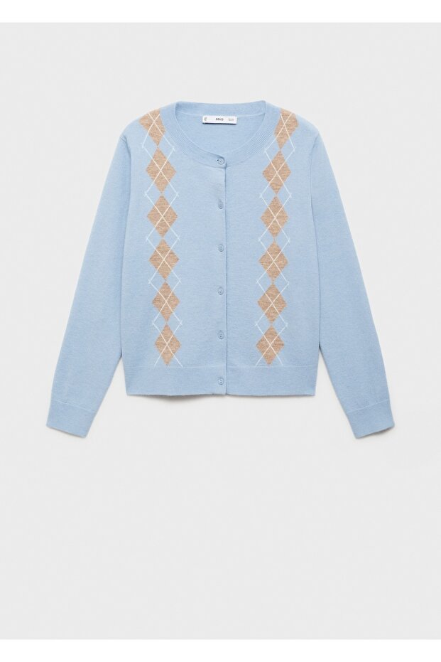 Baklava desenli triko hırka - 3