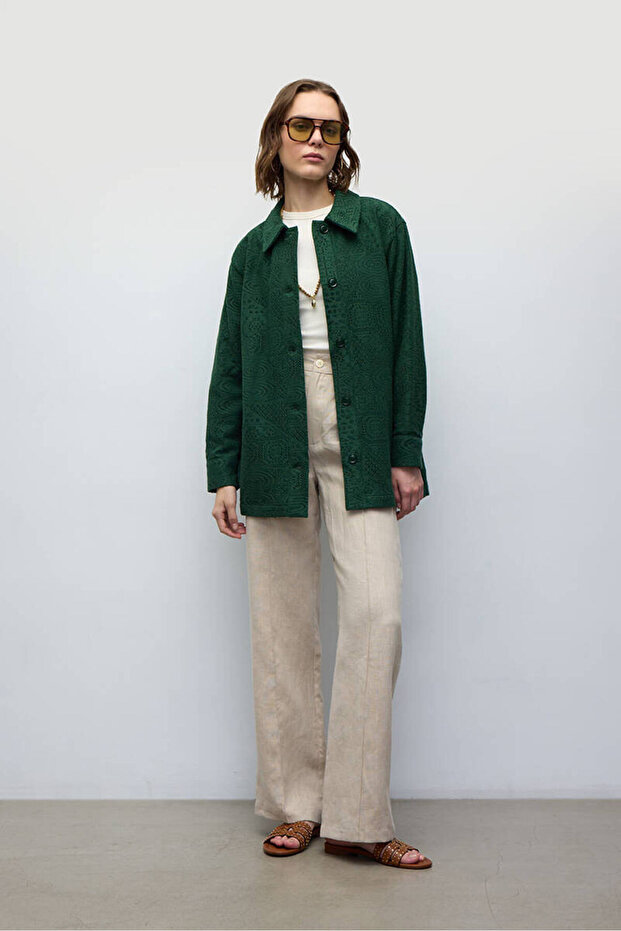 Forest Green Crocheted Jacket - 2