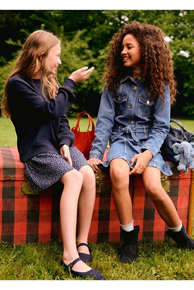 Çiçek desenli sweatshirt elbise - 7