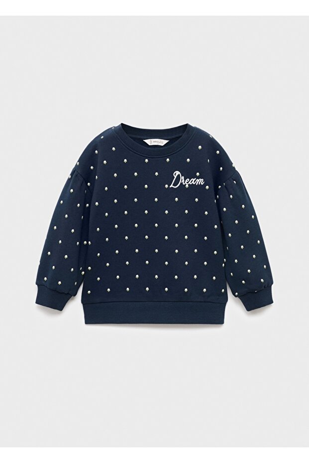 Çiçek desenli işlemeli sweatshirt - 1