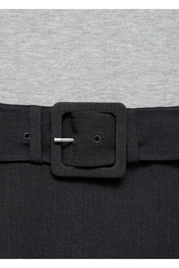 Kontrast kemerli elbise - 5